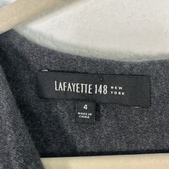 lafayette 148 100% Virgin Wool Cowl neck Shift‎ Dress size 4 Charcoal Grey - Picture 4 of 10